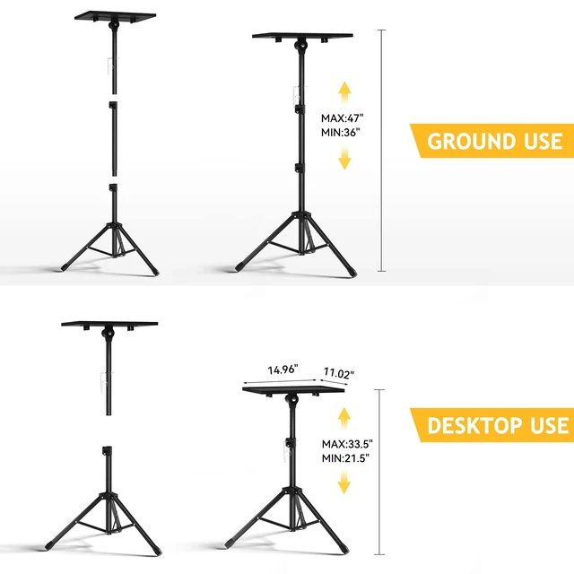 Alt view image 12 of 14 - Projector Stand Tripod - Laptop Tripod Projector Stand Adjustable Height 22 to 47 Inch, Projector Tripod Stand, Tripod for Porjector, Projector Stand for Outdoor Movies