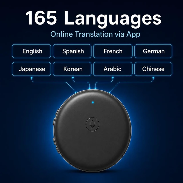 Alt view image 9 of 14 - Language Translator Device,Spanish & English Practice Companion,Gray | Real-Time Translation, AI Voice Assistant, Multi-Language Support, Hands-Free Design, Travel Companion