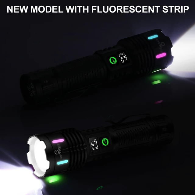 Alt view image 9 of 14 - Super Bright LED Rechargeable Flashlight High Lumen 100000 2-Mode | Adjustable Focus & Brightness, Safe USB C Charge, Long Lasting 10H, All Metal - Shockproof & Strong, for Camping Hiking Home