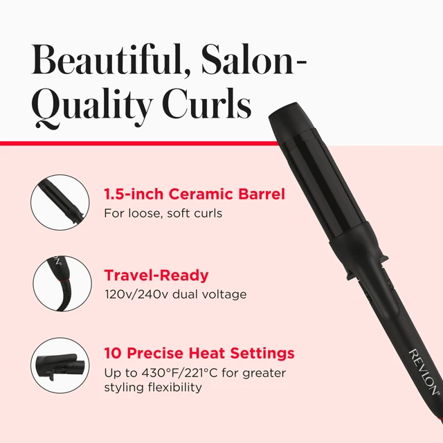 Alt view image 12 of 14 - SmoothStay 1.5" Coconut Oil Infused Curling Iron | Ceramic Curling Iron with Tourmaline Ionic Technology, Loose Soft Curls, Enhanced Shine, Reduced Frizz, Dual Voltage