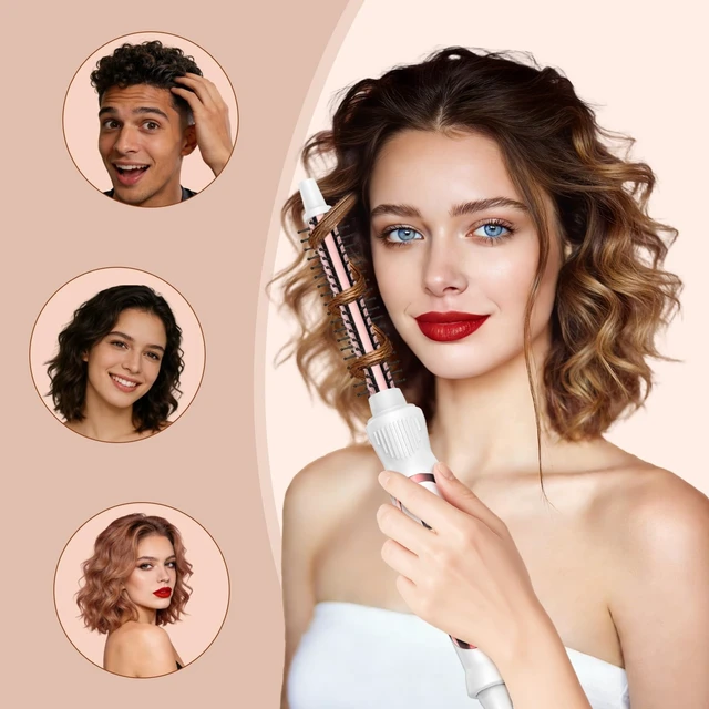 Alt view image 9 of 12 - Thermal Brush 0.5 Inch Curling Iron Volumizing Heated Round Brush | No-airflow 1/2 Inch Ceramic Tourmaline Heated Hot, Multifunctional Styler Curling Wand