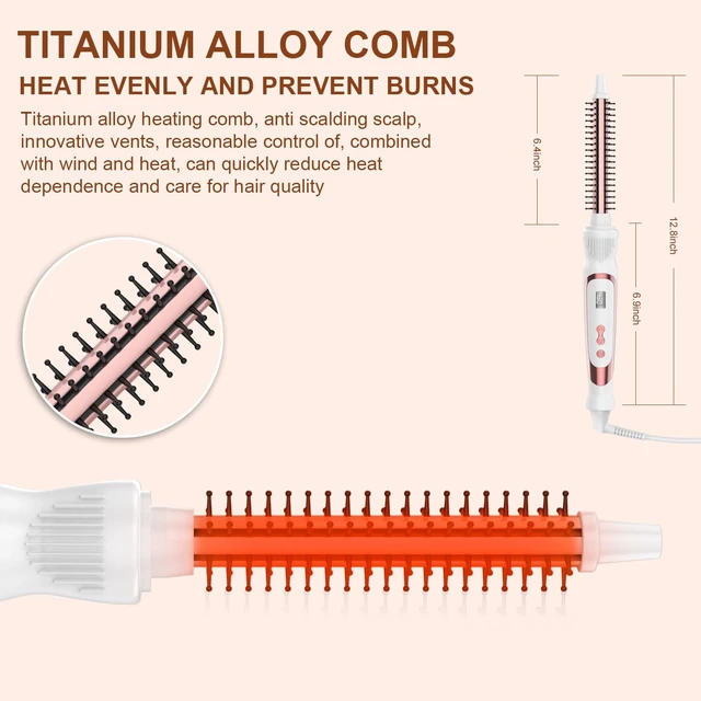 Alt view image 11 of 12 - Thermal Brush 0.5 Inch Curling Iron Volumizing Heated Round Brush | No-airflow 1/2 Inch Ceramic Tourmaline Heated Hot, Multifunctional Styler Curling Wand