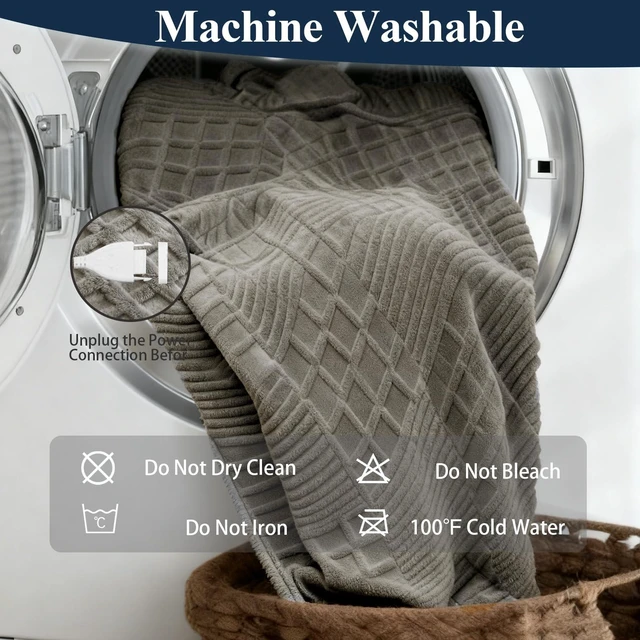 Alt view image 12 of 14 - Heated Blanket Electric Throw, 50"X60" Heating Blanket Waffle with 12 Heat Levels, Fast Heating Blanket with 1-12H Timer, Overheat Protection with ETL & FCC for Bed Home Office Sofa (Light Gray