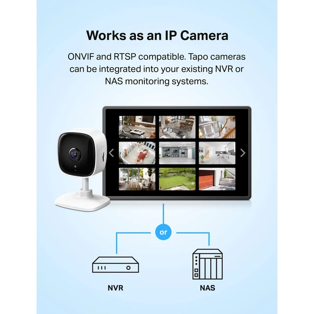 Alt view image 13 of 14 - Tapo 1080P Indoor Security Camera for Baby Monitor, Dog Camera w/Motion Detection, 2-Way Audio Siren, Night Vision, Cloud & SD Card Storage, Works w/Alexa & Google Home (Tapo C100)