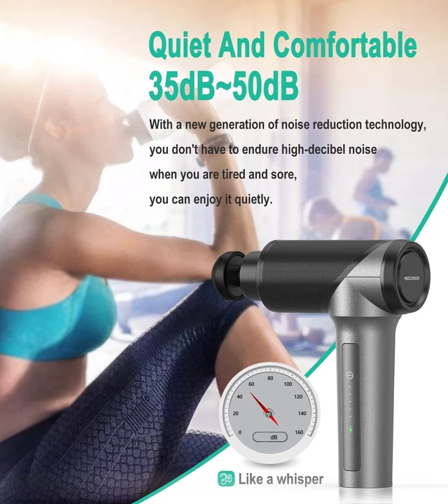 Alt view image 13 of 14 - Massage Gun - High Intensity Brushless Motor, Handheld Percussion Deep Tissue Massager with 6 Massage Heads for Sore Muscle and Stiffness, Valentines Day Gifts (Gray)