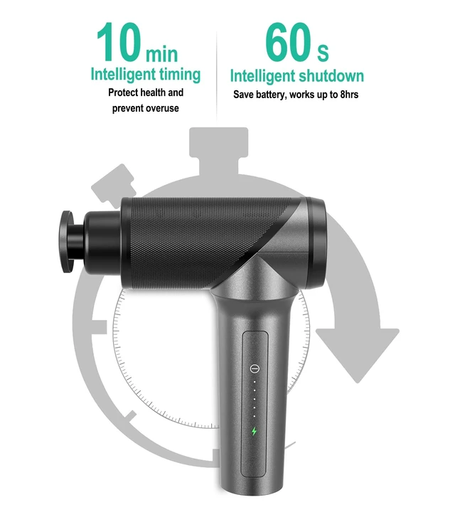 Alt view image 10 of 14 - Massage Gun - High Intensity Brushless Motor, Handheld Percussion Deep Tissue Massager with 6 Massage Heads for Sore Muscle and Stiffness, Valentines Day Gifts (Gray)