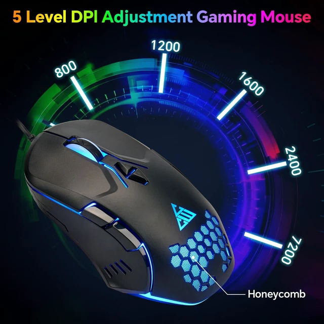 Alt view image 14 of 14 - Gaming Keyboard and Mouse Combo, Wired RGB Set for PC PS4 PS5 Xbox | Phone Holder, Ergo Wrist Rest, Full Size, Anti-Ghosting, USB Silent Light Up Keyboard, 7D 7200DPI Gaming Mouse, Mouse Pad