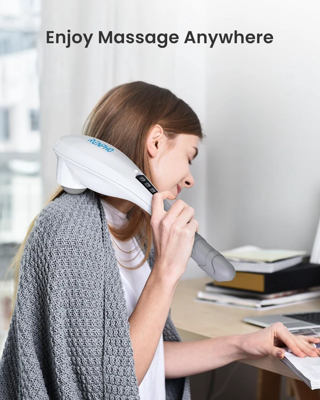Alt view image 9 of 14 - Cordless Handheld Massager, 5 Adjustable Speeds and Massage Modes | Rechargeable Electric Neck Massage Tool for Muscle Tension, for Shoulder, Back & Leg, Home, Office, Travel Use, Gift Idea