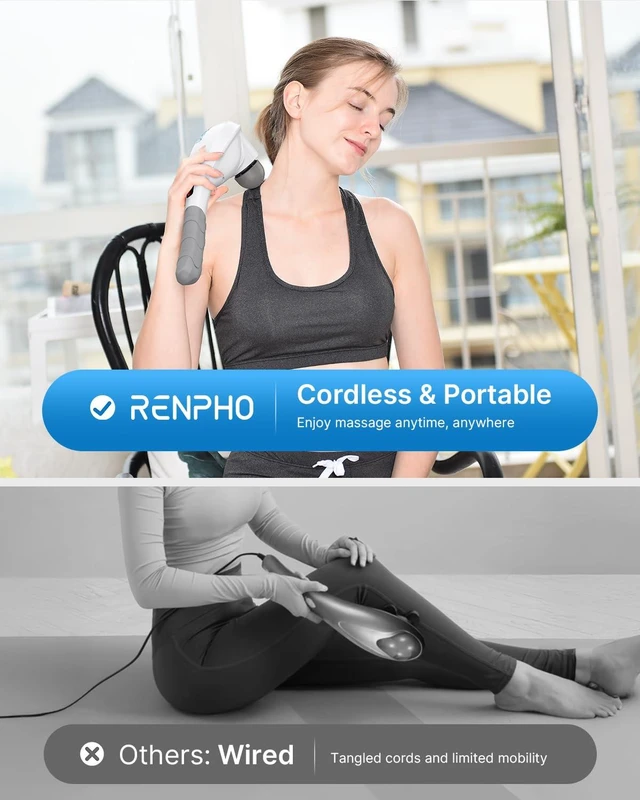 Alt view image 12 of 14 - Cordless Handheld Massager, 5 Adjustable Speeds and Massage Modes | Rechargeable Electric Neck Massage Tool for Muscle Tension, for Shoulder, Back & Leg, Home, Office, Travel Use, Gift Idea
