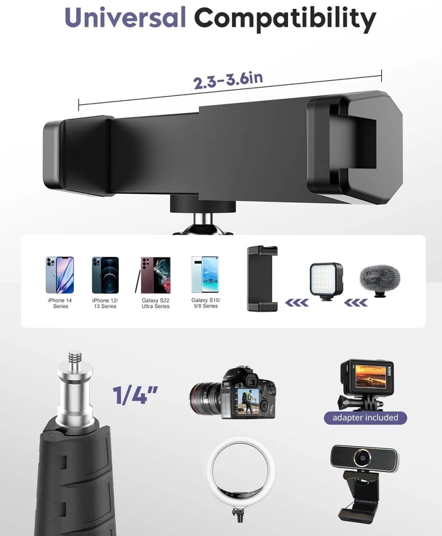Alt view image 10 of 14 - Phone Tripod, 92" Cell Phone Stand with 15" Gooseneck, Remote and Phone Holder, Overhead & Selfie Stick for Recording/Watching/Vlog, Compatible with iPhone Android