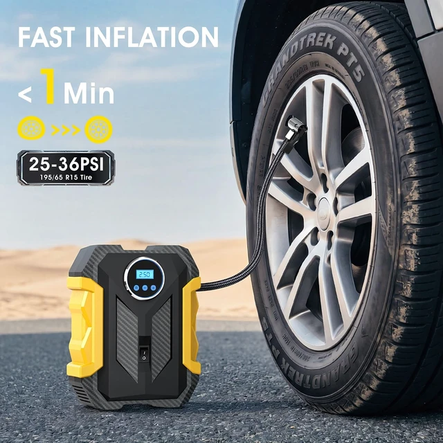 Alt view image 10 of 14 - Digital Air Compressor for Car Auto Pump Portable Tire Inflator with LED Light DC 12V