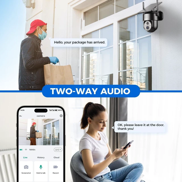 Alt view image 13 of 14 - 2K 2.4g WiFi Security Cameras Wireless Outdoor, 360° View Solar Cameras for Home Security, Color Night Vision, Motion Detection, 2-Way Audio, Spotlight Siren Alarm, SD/Cloud Storage