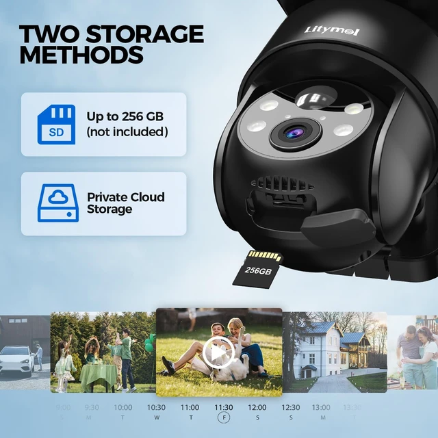 Alt view image 14 of 14 - 2K 2.4g WiFi Security Cameras Wireless Outdoor, 360° View Solar Cameras for Home Security, Color Night Vision, Motion Detection, 2-Way Audio, Spotlight Siren Alarm, SD/Cloud Storage