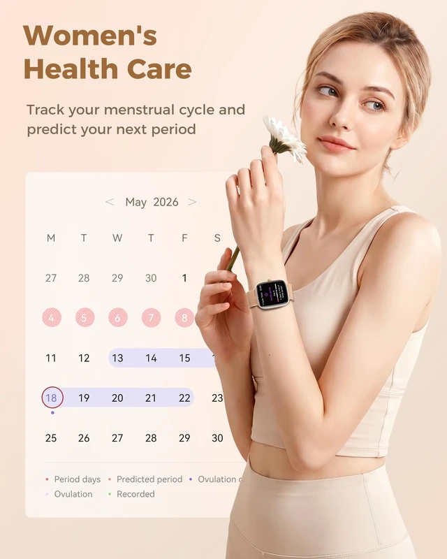 Alt view image 13 of 14 - Smart Watches for Women Android/iPhone, Fitness Trackers with Answer/Call | Sleep Tracker/Step Counter/Heart Rate/SpO2 Monitor, Health Watch for 100+ Sports Modes, IP68 Waterproof, 2 Changeable Bands
