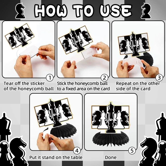 Alt view image 14 of 14 - Chess Birthday Party Decorations - Chess Party Supplies including Happy Birthday Banner, Spirals, Cake Toppers, Table Centerpieces, Balloons (LQ)