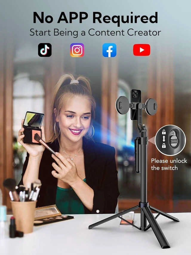 Alt view image 9 of 14 - 70.9" Auto Face Tracking Tripod 360° Rotation w/Light(UTK-02) | Phone Tripod for iPhone & Android,No App Needed,w/ Remote Control,Gesture Control,LED Light,1/4"Screw Mount,Video Recording