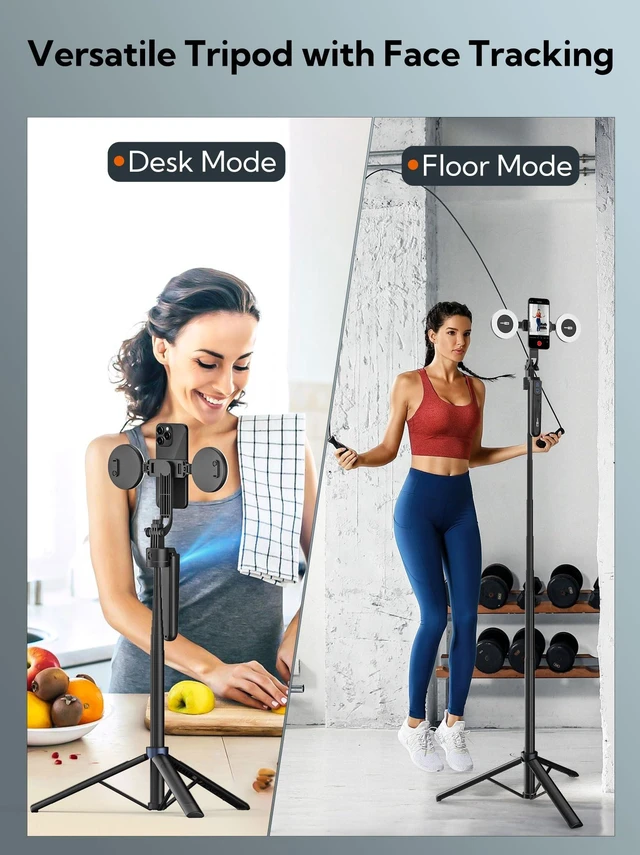 Alt view image 11 of 14 - 70.9" Auto Face Tracking Tripod 360° Rotation w/Light(UTK-02) | Phone Tripod for iPhone & Android,No App Needed,w/ Remote Control,Gesture Control,LED Light,1/4"Screw Mount,Video Recording