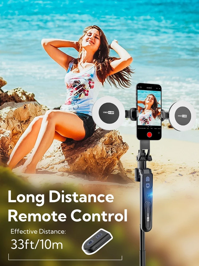 Alt view image 13 of 14 - 70.9" Auto Face Tracking Tripod 360° Rotation w/Light(UTK-02) | Phone Tripod for iPhone & Android,No App Needed,w/ Remote Control,Gesture Control,LED Light,1/4"Screw Mount,Video Recording