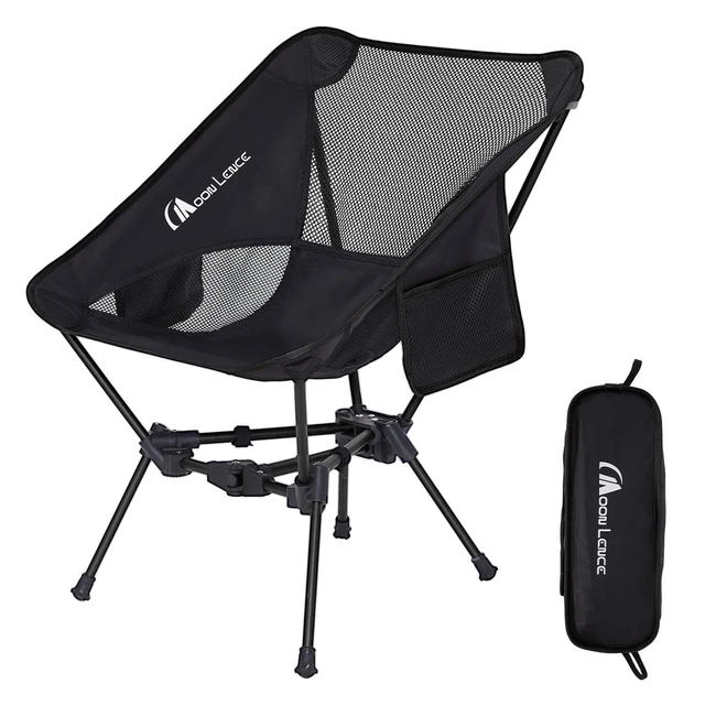 Alt view image 8 of 14 - Portable Camping Chair Backpacking Chair - The 4th Generation Ultralight Folding Chair - Compact, Lightweight Foldable Chairs for Hiking Mountaineering, Beach (Black-1Pack)