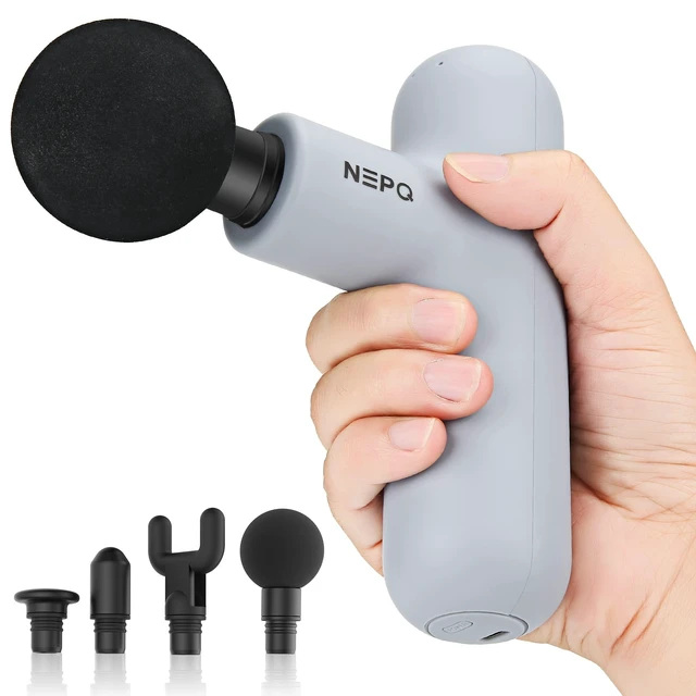 Alt view image 8 of 14 - Mini Massage Gun, SK6 Fascial Gun Portable Deep Tissue Percussion Muscle Back Head Massager for Pain Relief with 4 Massage Heads 4 Speed High-Intensity Vibration Rechargeable (Gray)