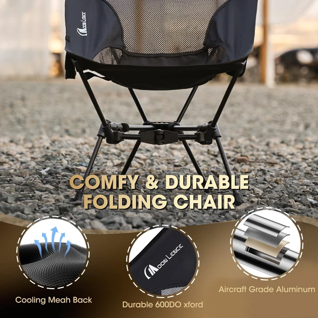 Alt view image 11 of 14 - Portable Camping Chair Backpacking Chair - The 4th Generation Ultralight Folding Chair - Compact, Lightweight Foldable Chairs for Hiking Mountaineering, Beach (Black-1Pack)