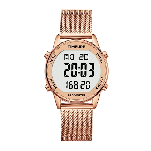 Alt view image 8 of 14 - Pedometer Watch for Women, Step Counter Watch, No App or Charging | No App No Charging, with step, calorie and distance tracking, a steel mesh band and up to 12 months of use