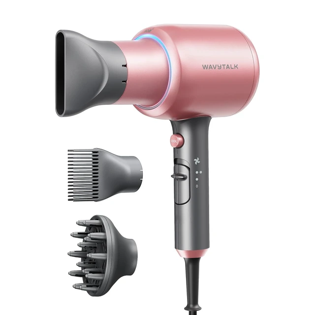 Alt view image 8 of 14 - Blown Away Ionic Hair Dryer with Diffuser for Curly Hair | 1875W Fast Drying, 3 Attachments for All Hair Types, Ceramic Healthy Shine, Lightweight & Quiet (Rose Gold)