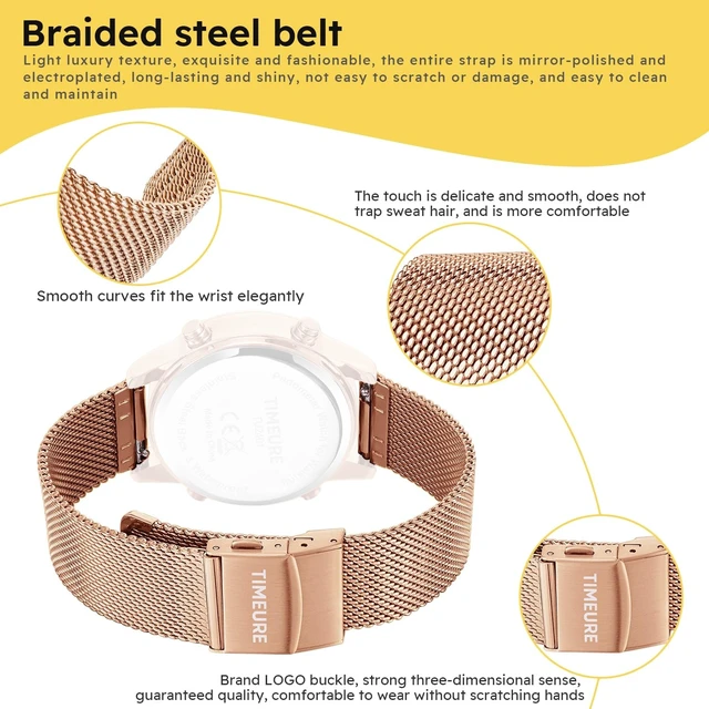 Alt view image 14 of 14 - Pedometer Watch for Women, Step Counter Watch, No App or Charging | No App No Charging, with step, calorie and distance tracking, a steel mesh band and up to 12 months of use