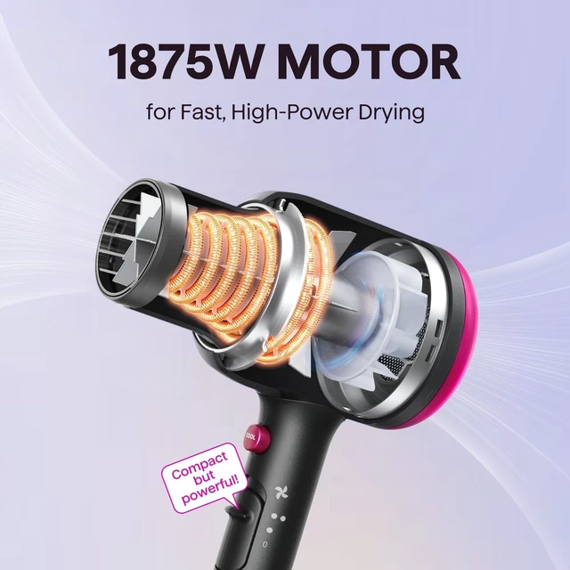 Alt view image 10 of 14 - Blown Away Ionic Hair Dryer with Diffuser for Curly Hair | 1875W Fast Drying, 3 Attachments for All Hair Types, Ceramic Healthy Shine, Lightweight & Quiet (Black)