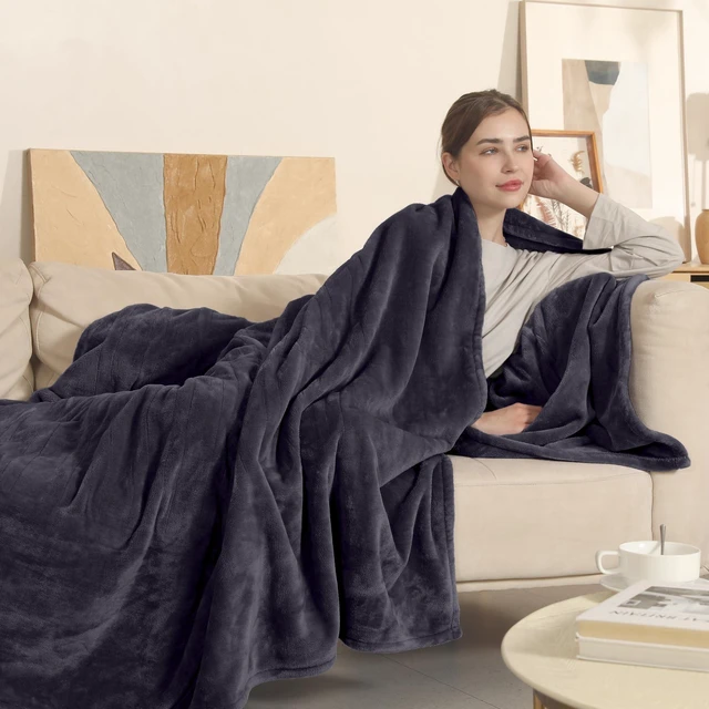 Alt view image 8 of 14 - Heated Blanket Electric Blanket Full Size, Super Soft Cozy Upgraded Flannel Heating Blanket with 6 Heating Levels & 1-10 Hours Auto Off, Fast Heating & Overheat Protection, 72" x 84", Dark Gray