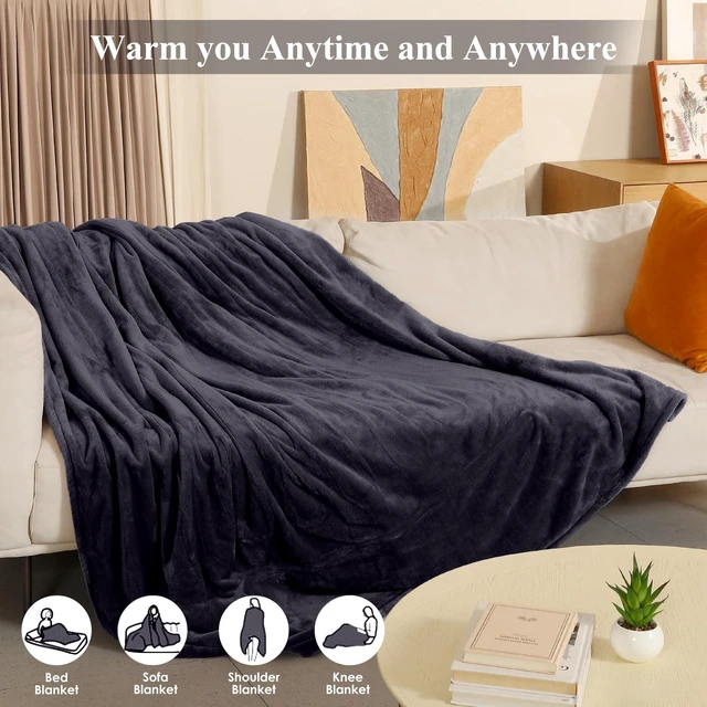 Alt view image 13 of 14 - Heated Blanket Electric Blanket Full Size, Super Soft Cozy Upgraded Flannel Heating Blanket with 6 Heating Levels & 1-10 Hours Auto Off, Fast Heating & Overheat Protection, 72" x 84", Dark Gray