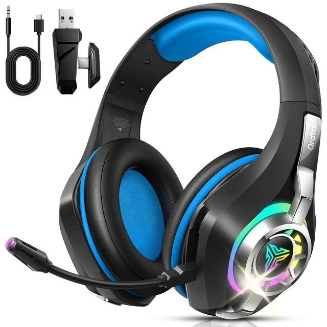 Alt view image 8 of 14 - 2.4GHz Wireless Gaming Headsets for PS5/PS4/Switch, RGB Noise Cancelling Over-Ear Headphones with 7.1 Surround Sound, 40mm Drivers, Bluetooth 5.4, 276g Ultraligero, Memory Foam, 45H Gaming Headphones