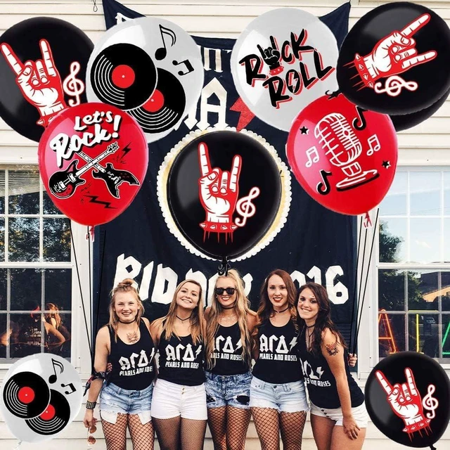 Alt view image 6 of 8 - Rock and Roll Party Decoration Balloons 12'' Latex Balloons for Music Theme Party Decorations 1950's Birthday Party Supplies 50s 60s Rock Party Favors