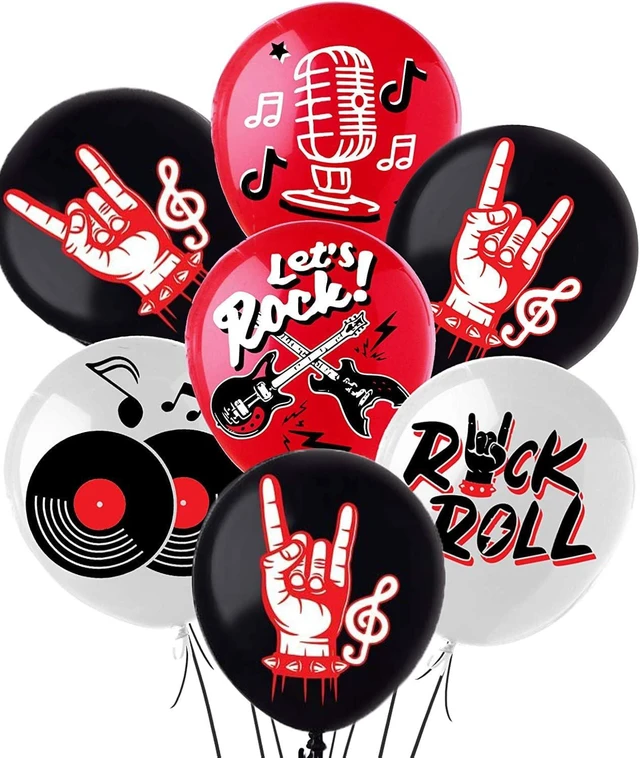 Alt view image 5 of 8 - Rock and Roll Party Decoration Balloons 12'' Latex Balloons for Music Theme Party Decorations 1950's Birthday Party Supplies 50s 60s Rock Party Favors