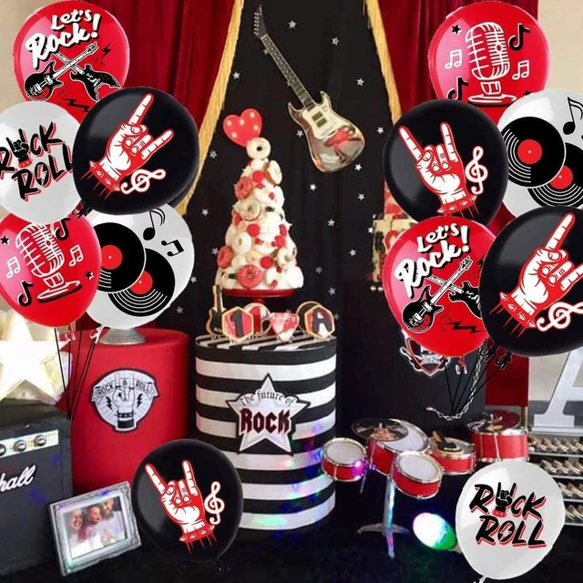 Alt view image 7 of 8 - Rock and Roll Party Decoration Balloons 12'' Latex Balloons for Music Theme Party Decorations 1950's Birthday Party Supplies 50s 60s Rock Party Favors