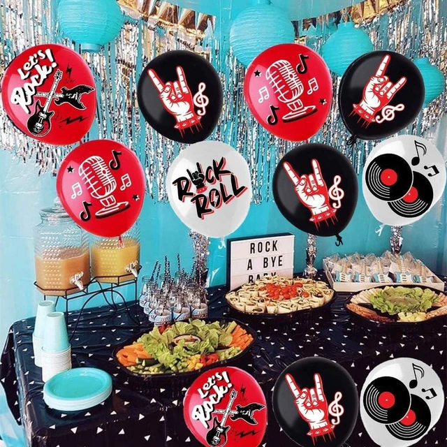 Alt view image 8 of 8 - Rock and Roll Party Decoration Balloons 12'' Latex Balloons for Music Theme Party Decorations 1950's Birthday Party Supplies 50s 60s Rock Party Favors