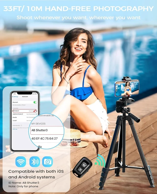 Alt view image 11 of 14 - 67" iPad Tripod Stand for Tablet Phone Camera with Remote Mount | 2-In-1 Holder Fits Ipad/Iphone Up To 12.9",Aluminum Extendable 17.7-67in,Remote 33ft, Video Recording/Vlogging,1/4" Screw
