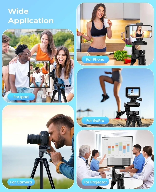 Alt view image 10 of 14 - 67" iPad Tripod Stand for Tablet Phone Camera with Remote Mount | 2-In-1 Holder Fits Ipad/Iphone Up To 12.9",Aluminum Extendable 17.7-67in,Remote 33ft, Video Recording/Vlogging,1/4" Screw