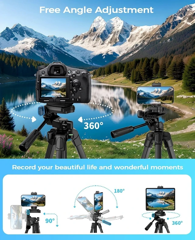Alt view image 13 of 14 - 67" iPad Tripod Stand for Tablet Phone Camera with Remote Mount | 2-In-1 Holder Fits Ipad/Iphone Up To 12.9",Aluminum Extendable 17.7-67in,Remote 33ft, Video Recording/Vlogging,1/4" Screw