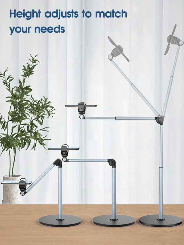 Alt view image 9 of 14 - Overhead Phone Stand, 2-Section Telescopic Aluminum Arm | For Cooking, Crafting, Filming & Painting, 360° Adjustable Arm, Overhead Phone Holder for Recording, Perfect for Creators