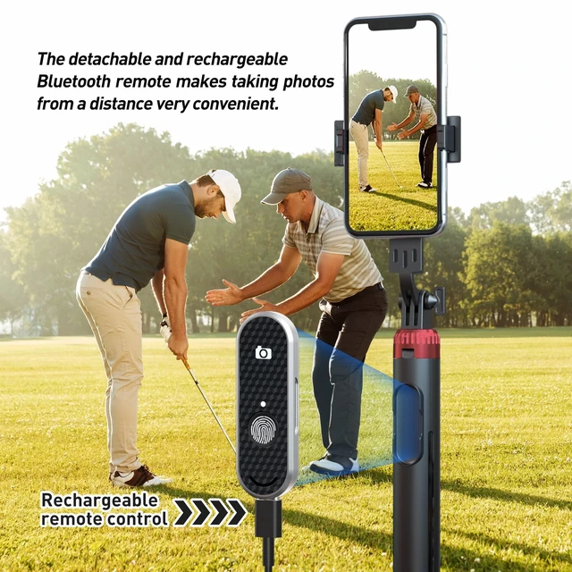 Alt view image 10 of 12 - 62" Phone Tripod & Selfie Stick for Golf Training | Extendable Cell Phone Tripod Stand with Wireless Remote and Phone Holder, Golf Training Aid - Compatible with iPhone Android