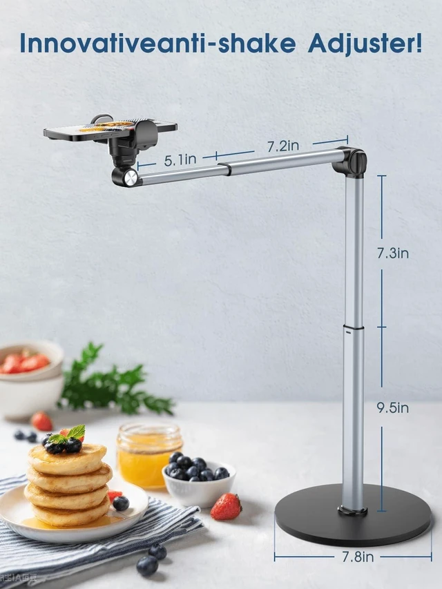 Alt view image 14 of 14 - Overhead Phone Stand, 2-Section Telescopic Aluminum Arm | For Cooking, Crafting, Filming & Painting, 360° Adjustable Arm, Overhead Phone Holder for Recording, Perfect for Creators