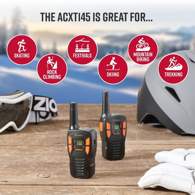 Alt view image 11 of 12 - ACXT145 Compact Walkie Talkies, Rechargeable, Lightweight, black | 22 Channels, Long Range 16-Mile Two-Way Radio Set (2-Pack)