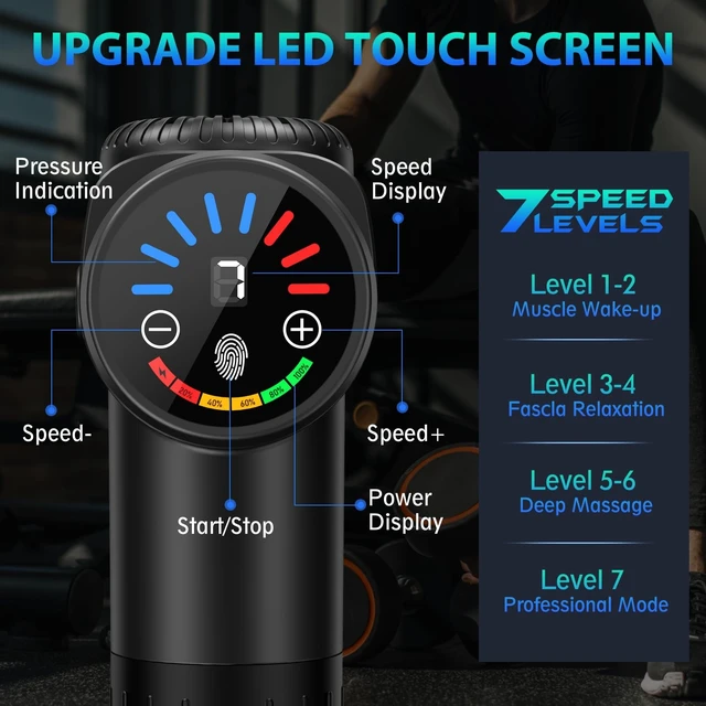 Alt view image 9 of 14 - Massage Gun, Deep Tissue Back Massage for Athletes for Pain Relief, Percussion Massager with 10 Massages Heads & Silent Brushless Motor, Relaxation Gifts for Men Women, Black