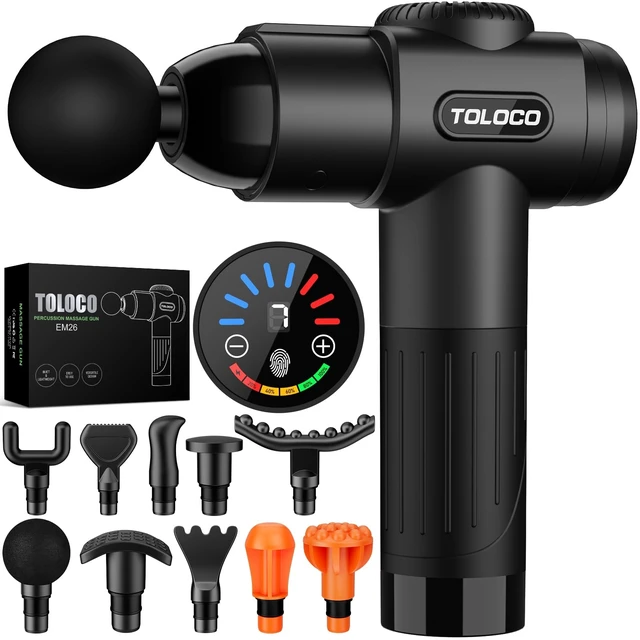 Alt view image 8 of 14 - Massage Gun, Deep Tissue Back Massage for Athletes for Pain Relief, Percussion Massager with 10 Massages Heads & Silent Brushless Motor, Relaxation Gifts for Men Women, Black