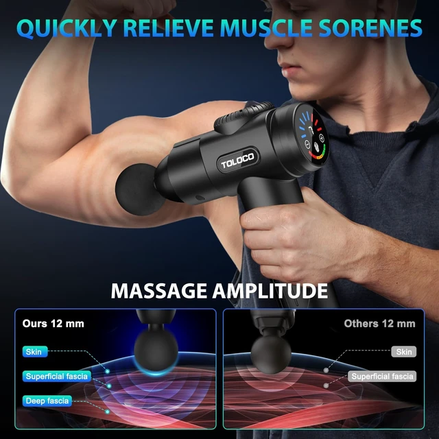 Alt view image 13 of 14 - Massage Gun, Deep Tissue Back Massage for Athletes for Pain Relief, Percussion Massager with 10 Massages Heads & Silent Brushless Motor, Relaxation Gifts for Men Women, Black