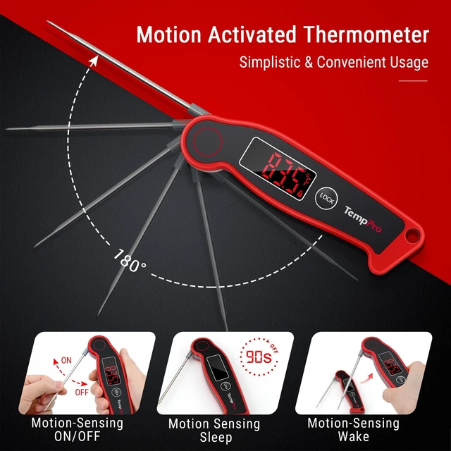 Alt view image 12 of 14 - TempSwift 0.5 Sec Instant Read Digital Meat Thermometer Waterproof | Cooking Thermometer with Auto-Rotating Backlit Display, Food Thermometer for Grill, BBQ, Smoker, Fry, Candy, NSF Certified
