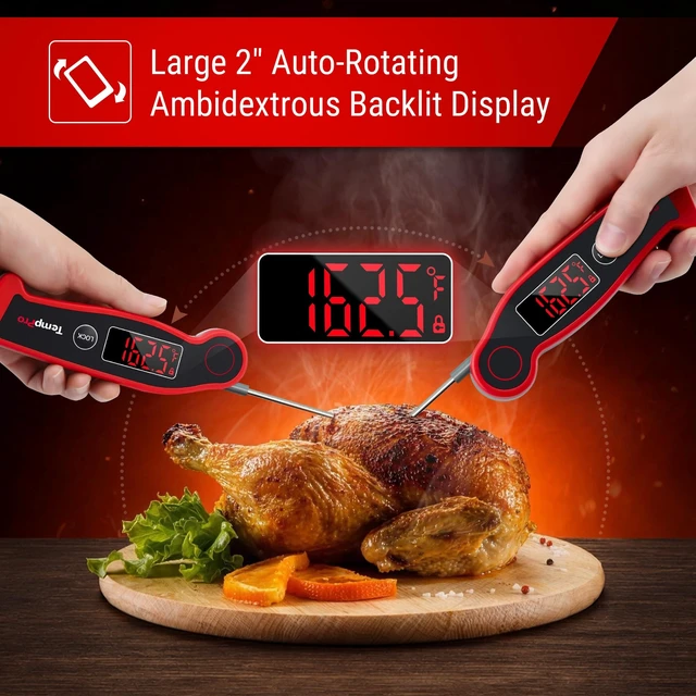 Alt view image 11 of 14 - TempSwift 0.5 Sec Instant Read Digital Meat Thermometer Waterproof | Cooking Thermometer with Auto-Rotating Backlit Display, Food Thermometer for Grill, BBQ, Smoker, Fry, Candy, NSF Certified