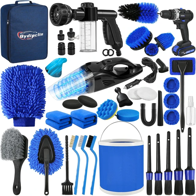 Alt view image 8 of 14 - 45Pcs Car Detailing Kit, Car Detailing Brush Set, Car Wash Cleaning Kit, Car Detailing Brushes, Professional Car Care Kit for Interior Exterior Wheels, Blue