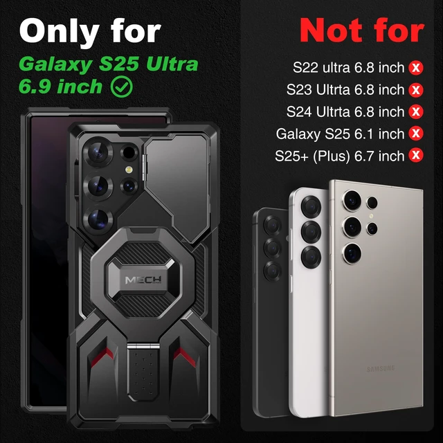 Alt view image 9 of 14 - Magnetic Stand for Samsung Galaxy S25 Ultra Case, Black | 2 Front Frames, Privacy Screen & Camera Cover, Compatible with MagSafe, Military Drop Protection Phone Case with Belt Clip